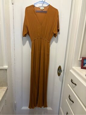 L'AGENCE Rust Maxi Wrap-Style Dress